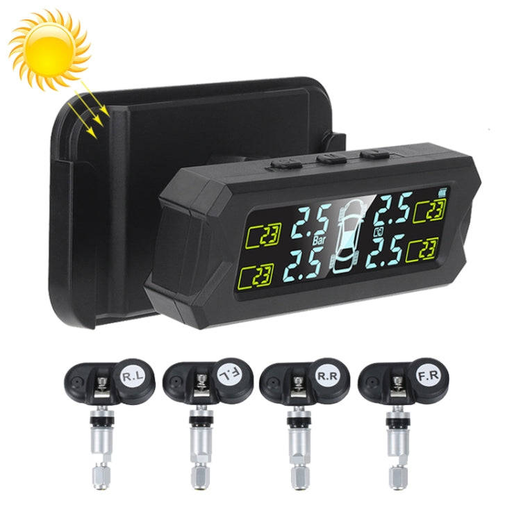 Car High Precision Solar Charging Tire Pressure Monitoring System TPMS, Built-in Voice Sensor, Bu...