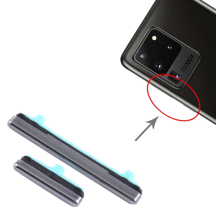 10pcs Power Button + Volume Control Button, For Samsung Galaxy S20 Ultra SM-G988, For Samsung Gal...