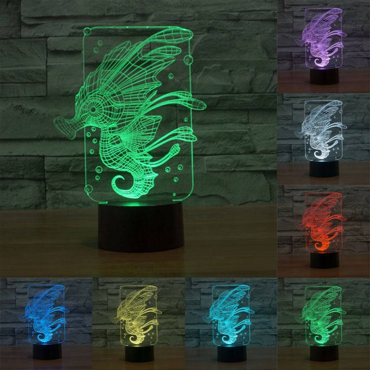 7 Colour Discoloration Creative Visual Stereo Lamp Desk Lamp Night Light, Hippocampus Style