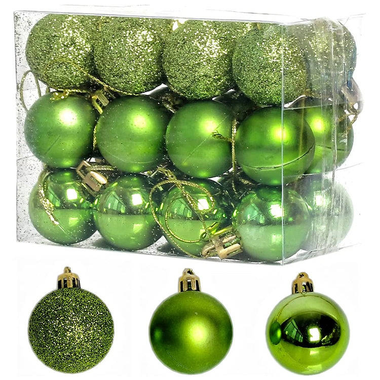 24 PCS 3cm Home Christmas Tree Decor Ball Bauble Hanging Xmas Party Ornament Decorations, green, ...