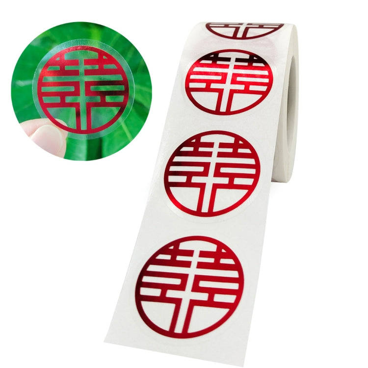 Wedding Happy Word Sticker Envelope Sealing Sticker Sugar Box Red Envelope Wedding Label, Diamete...