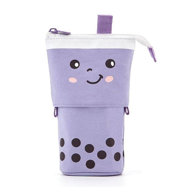 ANGOO Cute Girl Heart Multifunctional Pen Holder Stationery Retractable Storage Bag, Taro Milk Te...