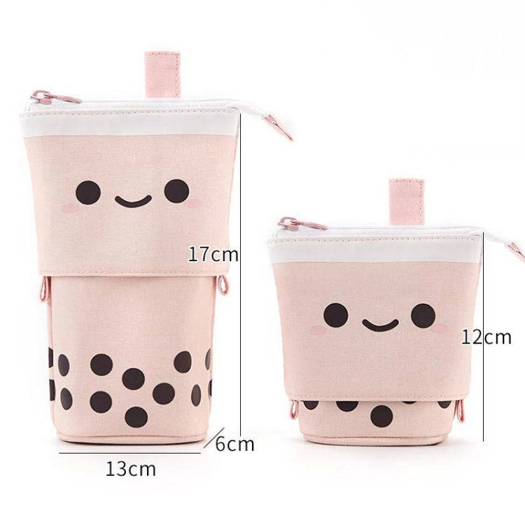 ANGOO Cute Girl Heart Multifunctional Pen Holder Stationery Retractable Storage Bag, Taro Milk Te...