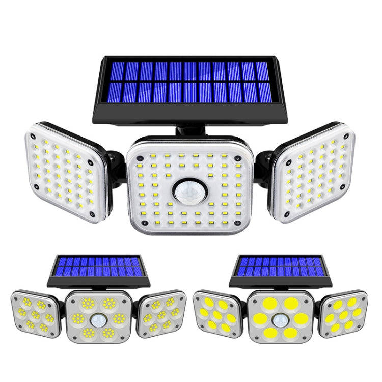 Solar 3-Head Rotatable Wall Lights Human Sense Outdoor Waterproof Garden Street Light, 112 LED, 1...