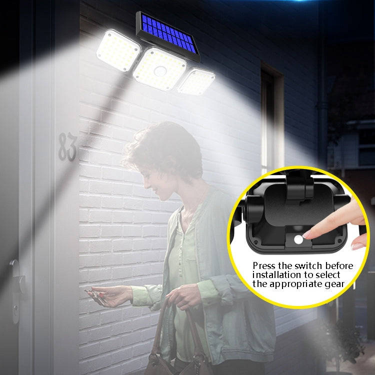 Solar 3-Head Rotatable Wall Lights Human Sense Outdoor Waterproof Garden Street Light, 112 LED, 1...
