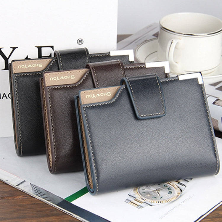 Baellerry Casual Multifunctional Wallet Zipper Buckle Tri-fold Coin Purse For Men, Blue, Brown, B...