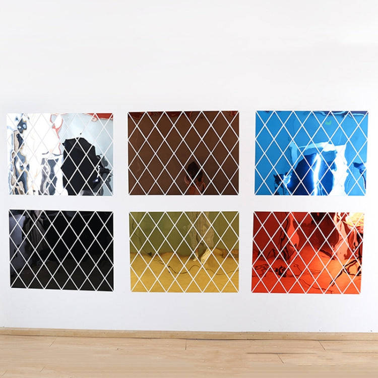 Rhombus Stitching Background Acrylic Mirror Decorative Stickers, Golden Small, Golden Medium, Gol...
