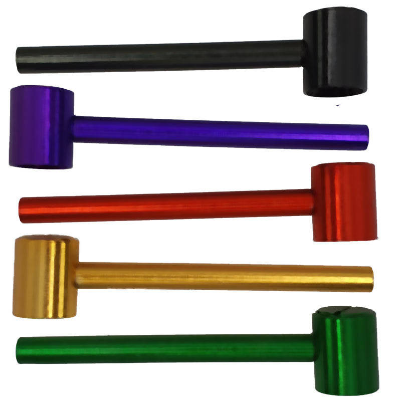 Aluminium and resign smoking pipe - 10CM / SILVER / ALUMINIUM