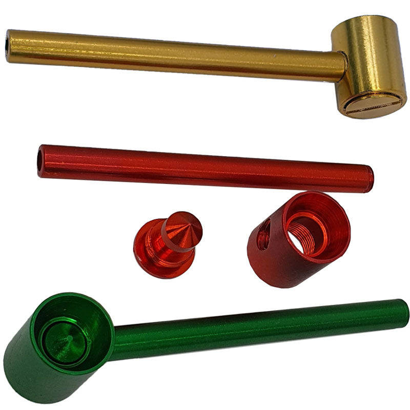 Aluminium and resign smoking pipe - 10CM / SILVER / ALUMINIUM