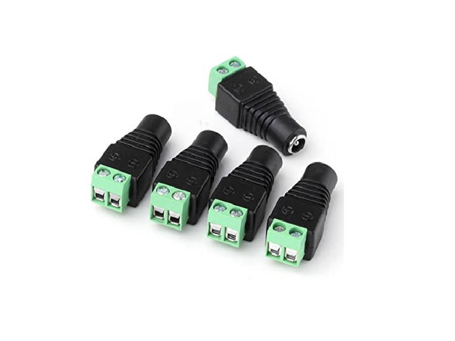 DC Power Female Jack Connector 5.5x2.1mm - CCTV Camera Power Plug Adapter (DCWF)