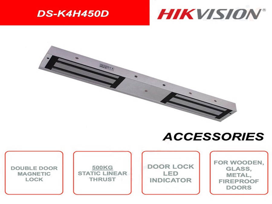 Hikvision DS-K4H450D Pro Series Magnetic Lock - 500kg Double Door, 12/24 VDC