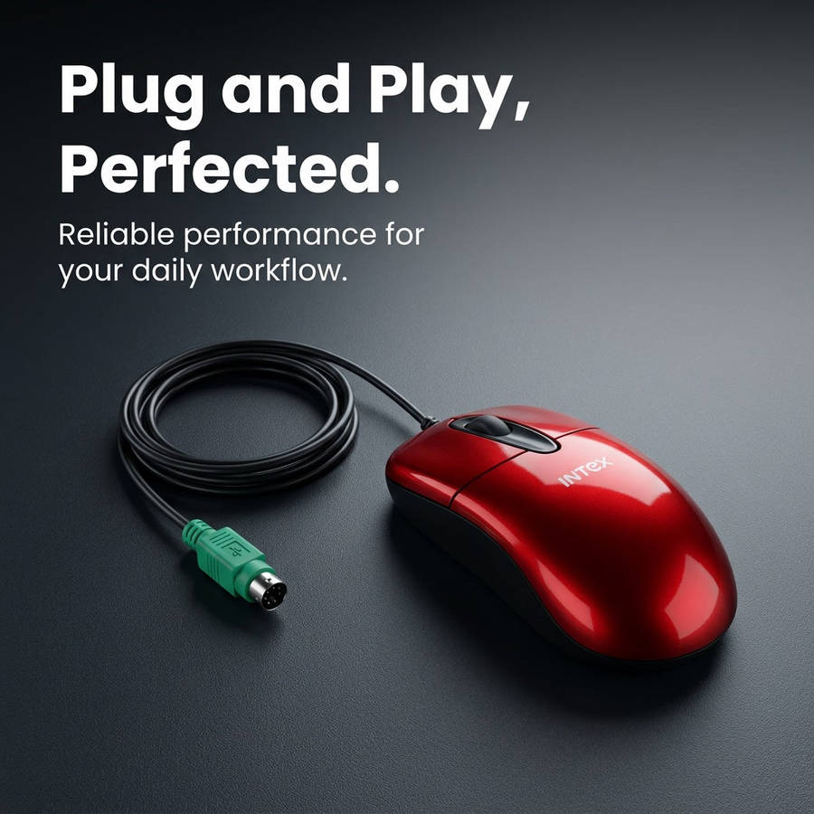 Intex Live PS/2 Optical Mouse (ITOP60) - Wired, Ambidextrous, Desktop PC