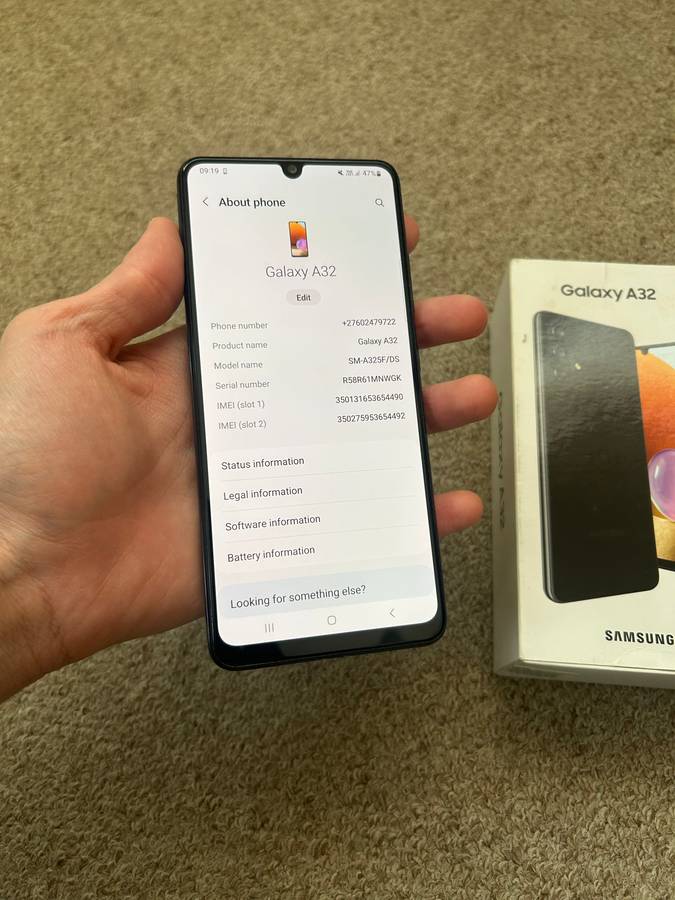 Samsung A32 128gb 4gb ram Dual Sim with box
