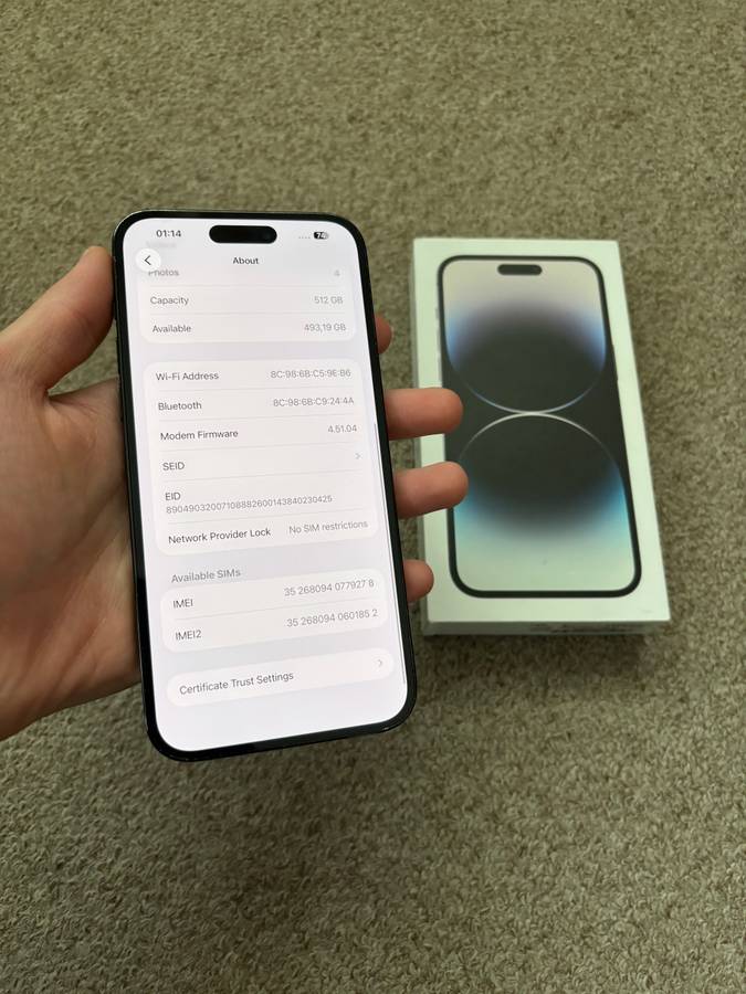 Iphone 14 Pro Max 512gb Dual sim good condition with box and cover