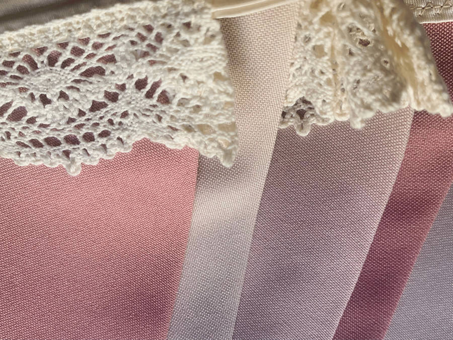 Dusty pink, Brownish pink and Biscuit Colour Bunting with beautiful Crochet Lace  | Large Flags