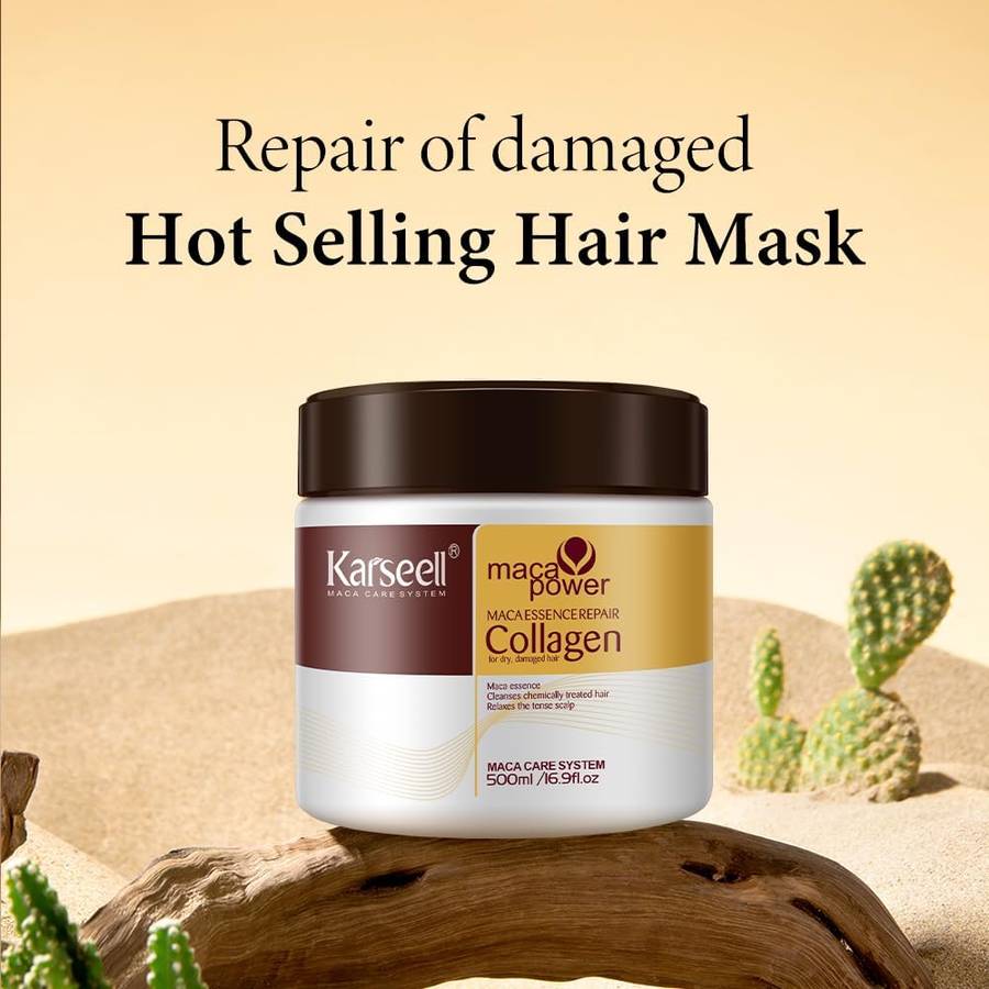 Karseell Collagen Hair Mask Maca Power, Deep Repair Hair Treatment Mask for Dry Damaged Hair All ...