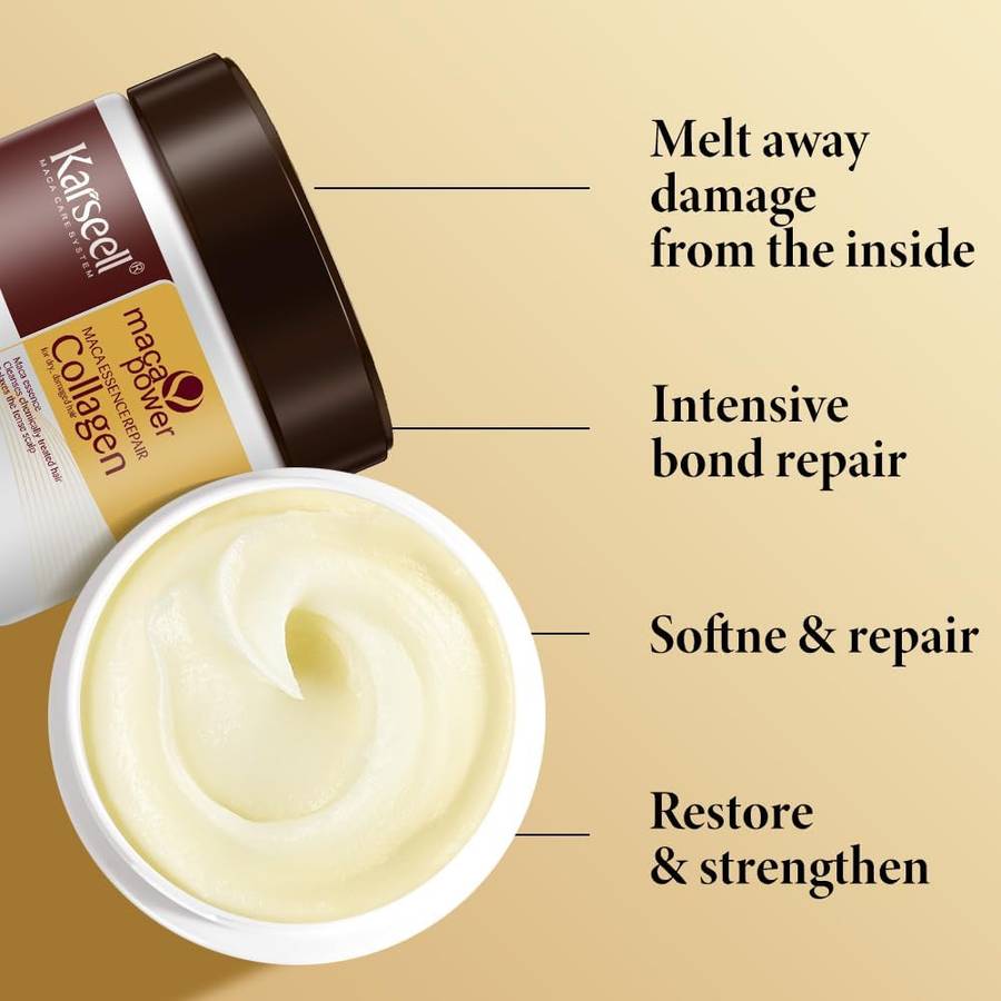 Karseell Collagen Hair Mask Maca Power, Deep Repair Hair Treatment Mask for Dry Damaged Hair All ...