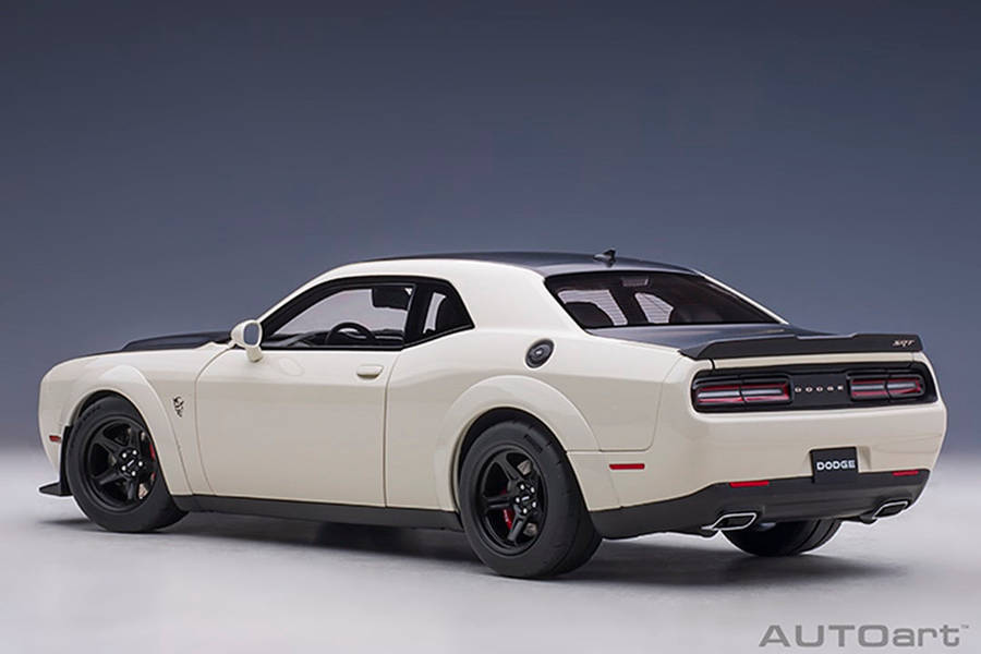 Dodge Challenger Demon SRT Knuckle White/ Blk Graphic Pkg 1/18 Scale Auto Art AA71746