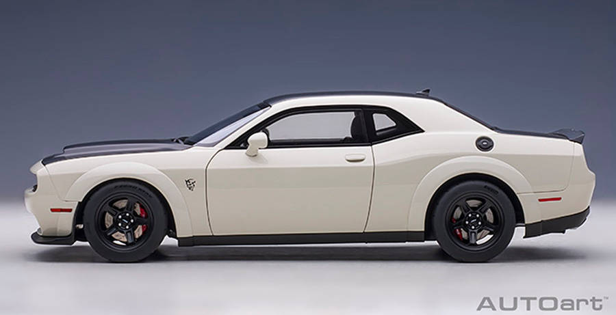 Dodge Challenger Demon SRT Knuckle White/ Blk Graphic Pkg 1/18 Scale Auto Art AA71746