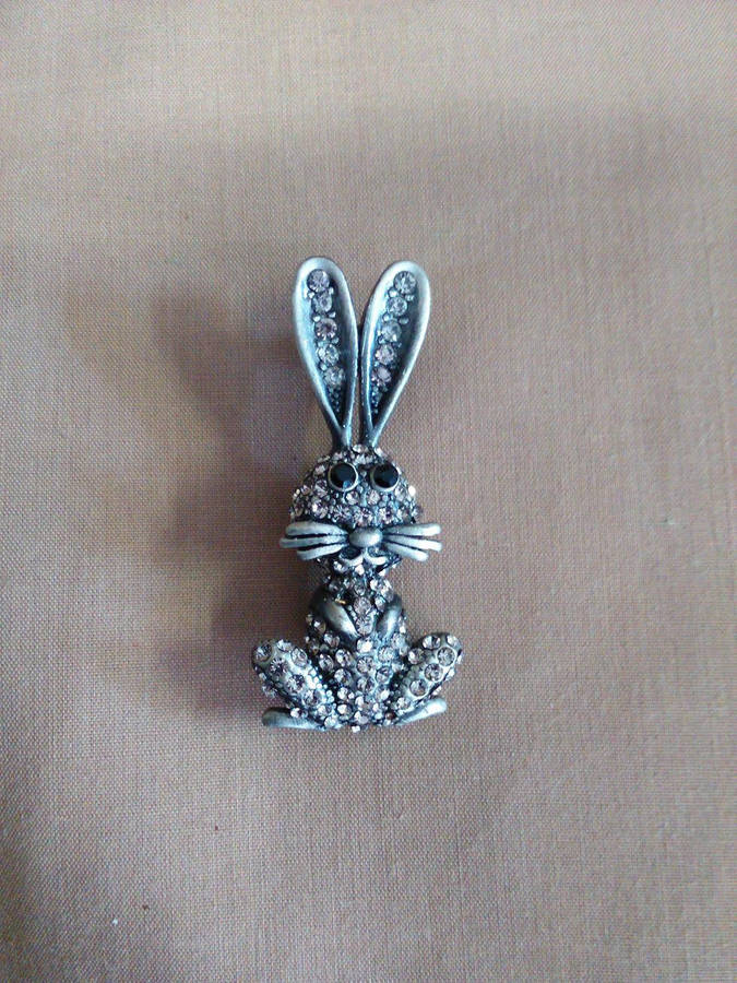 Large bling rabbit brooch