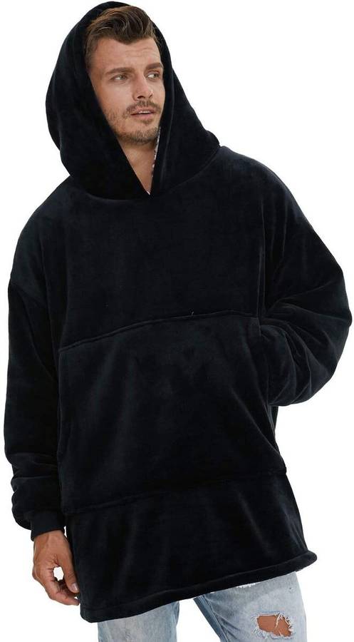 ZS - Huggle Hoodie Ultra Plush Blanket, One Size - Grey