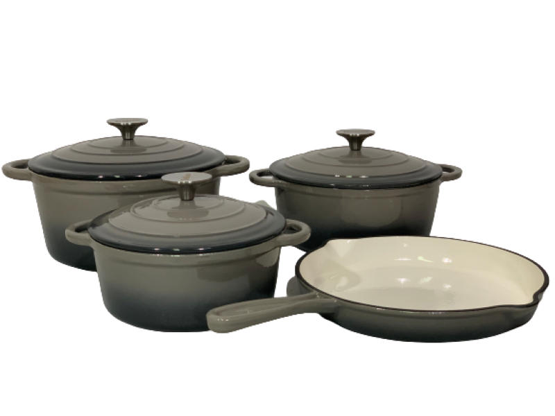 ZS - 7 Piece Cast Iron Pot Set - Red