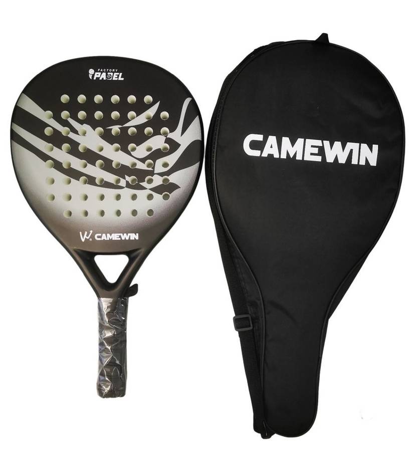 ZS - CAMEWIN Carbon Fibre Padel Racket / Bat - Marble Design & Padded Carry Bag - Green