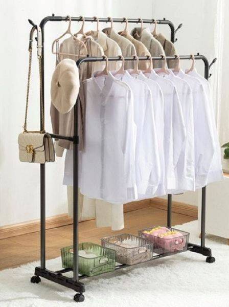 Multi-purpose Hanging Rack With Wheels - Black