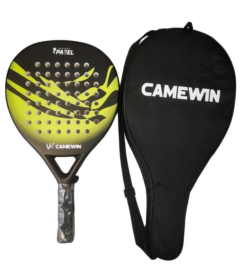 ZS - CAMEWIN Carbon Fibre Padel Racket / Bat - Marble Design & Padded Carry Bag - Green