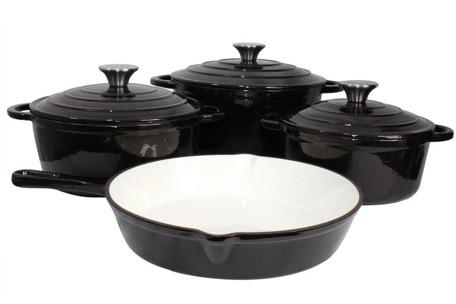 ZS - 7 Piece Cast Iron Pot Set - Red