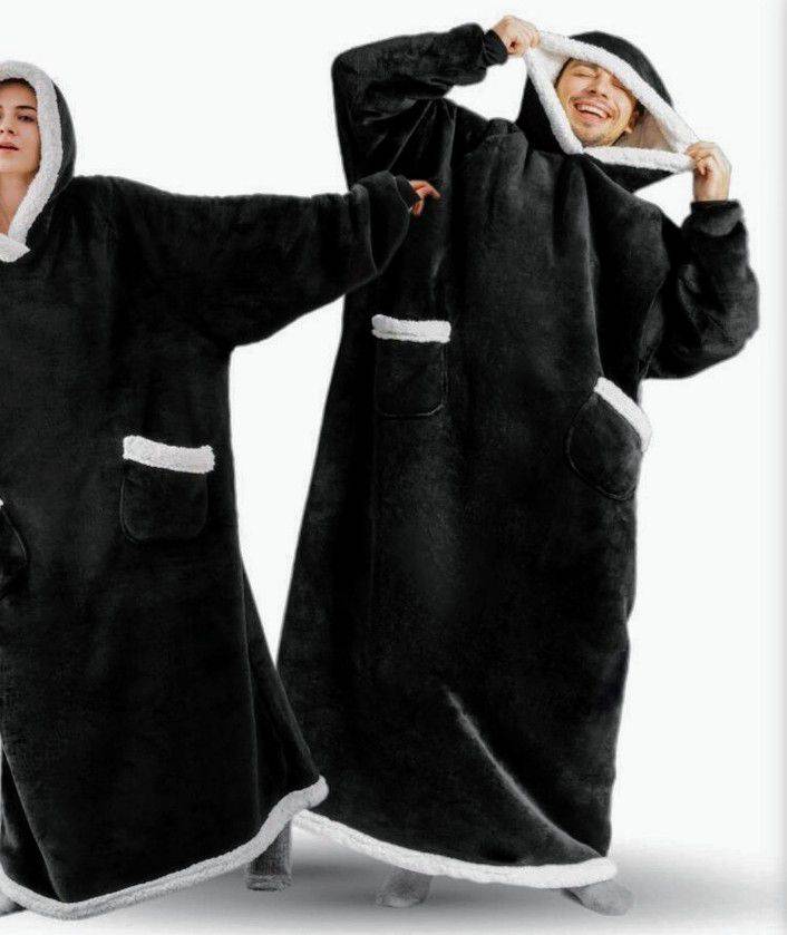 ZS - Extra Long Oversized Huggle Blanket Hoodie - Grey
