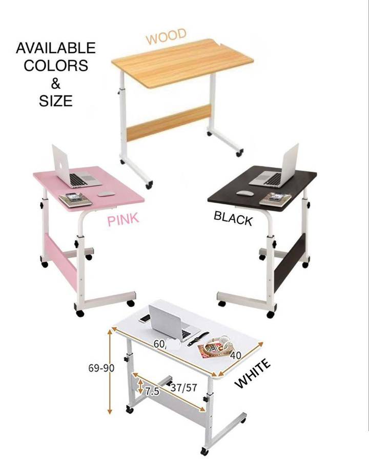 ZS - Portable Laptop Desk With Adjustable Stand & Wheels - Black
