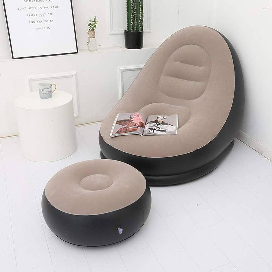 Flocking Sofa Set Inflatable - Black&Khaki