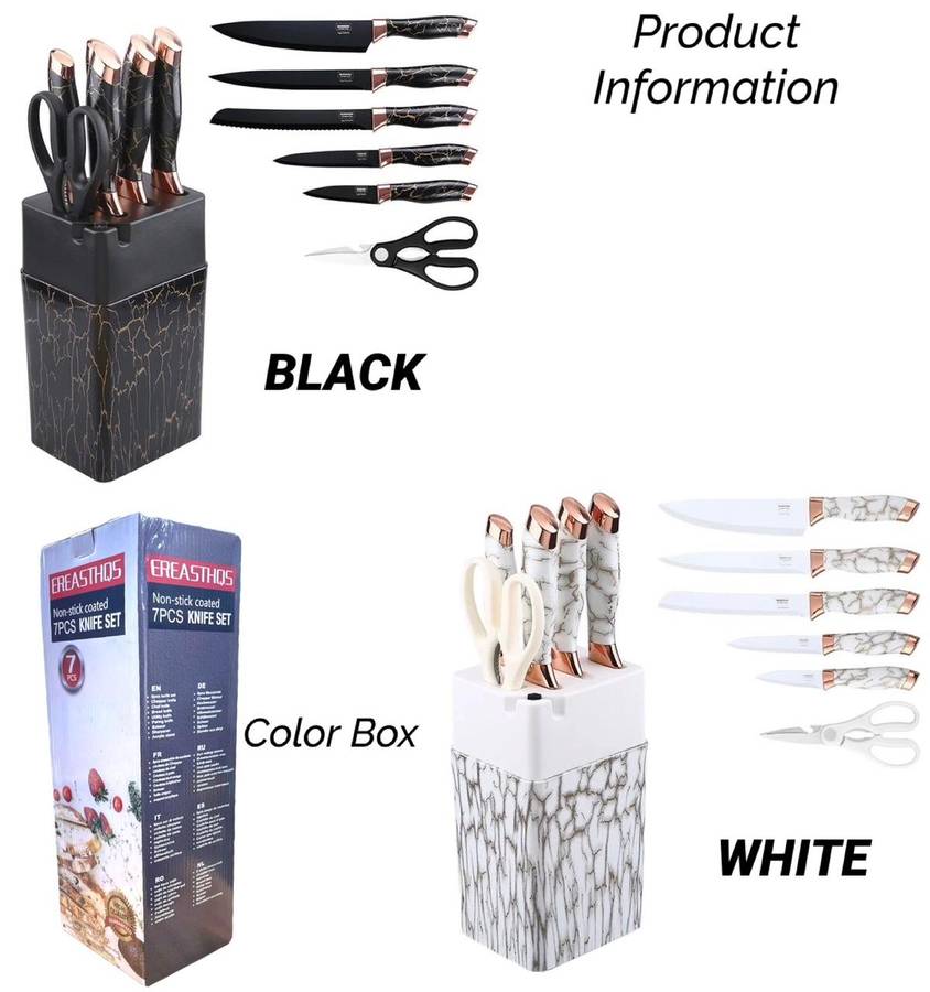 All in one Pro 7pcs Knife Set with Sharpener - Black