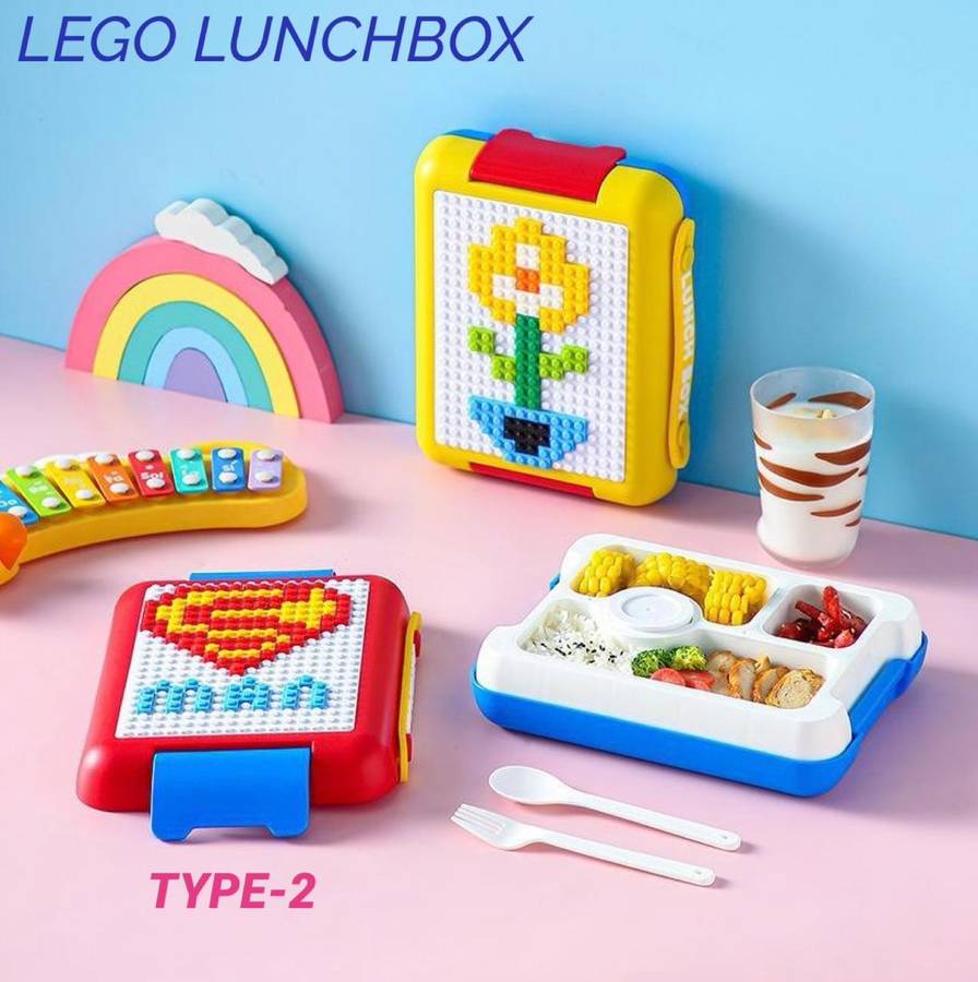 DIY Building Blocks Leakproof Microwave School Kids Lunch Box - Flower
