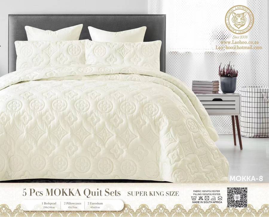 ZS - 5pcs Super King MOKKA Quilted Bedspread - Blue