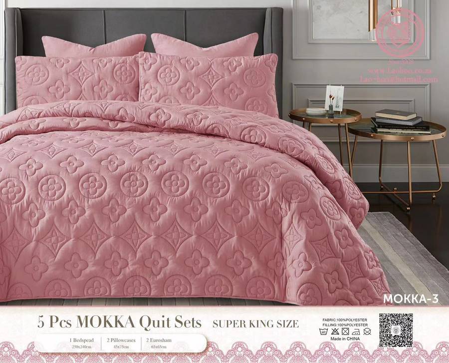 ZS - 5pcs Super King MOKKA Quilted Bedspread - Blue