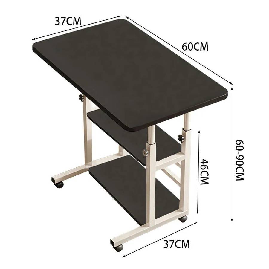 ZS - Laptop Desk with 2 Shelves - Height Adjustable Black