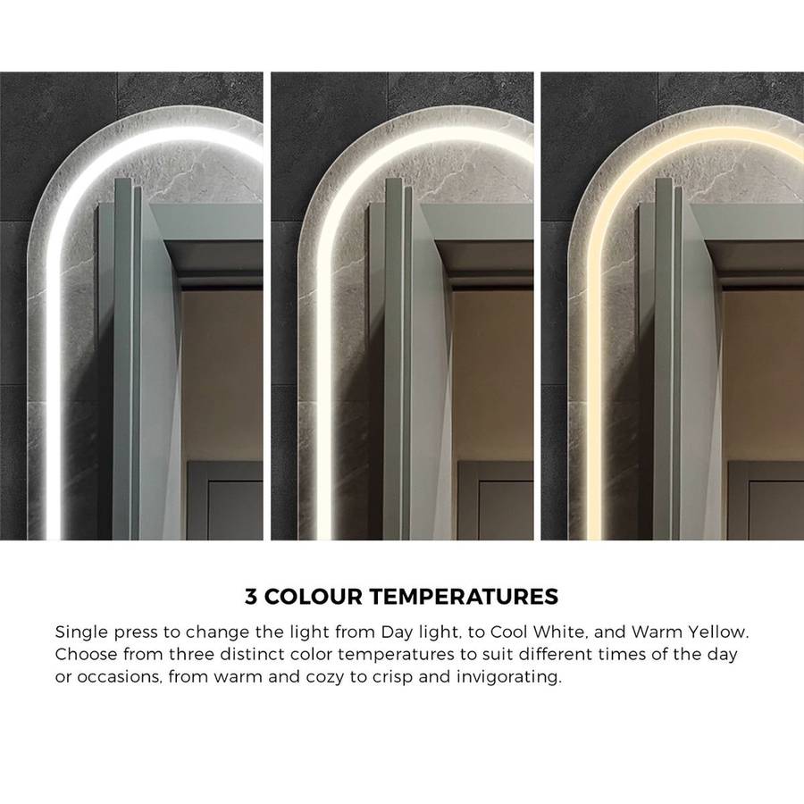 ZS - Frameless Arched Bathroom Mirror 110 x 70 cm with LED lighting