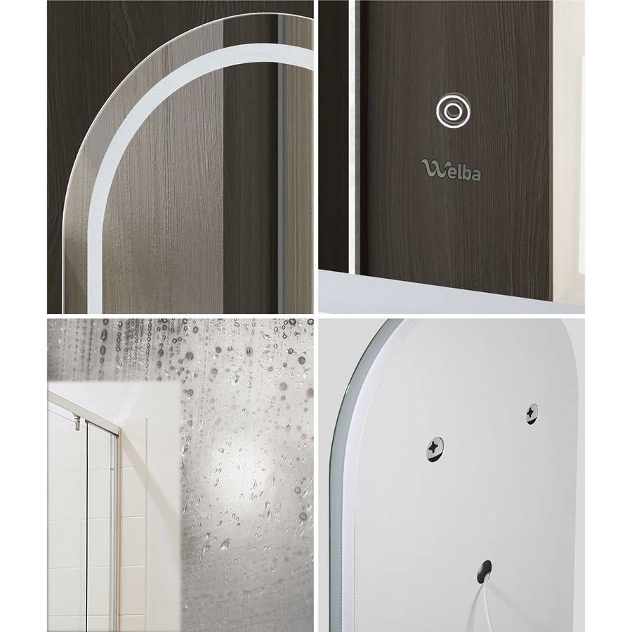 ZS - Frameless Arched Bathroom Mirror 110 x 70 cm with LED lighting