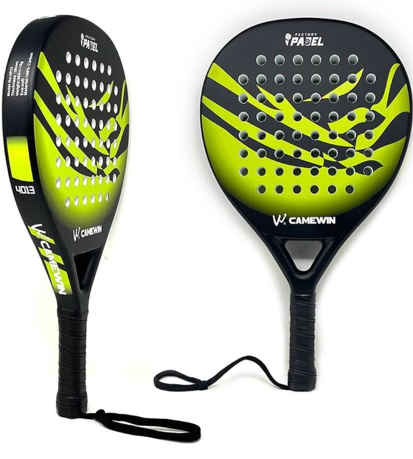 ZS - CAMEWIN Carbon Fibre Padel Racket / Bat - Marble Design & Padded Carry Bag - Green