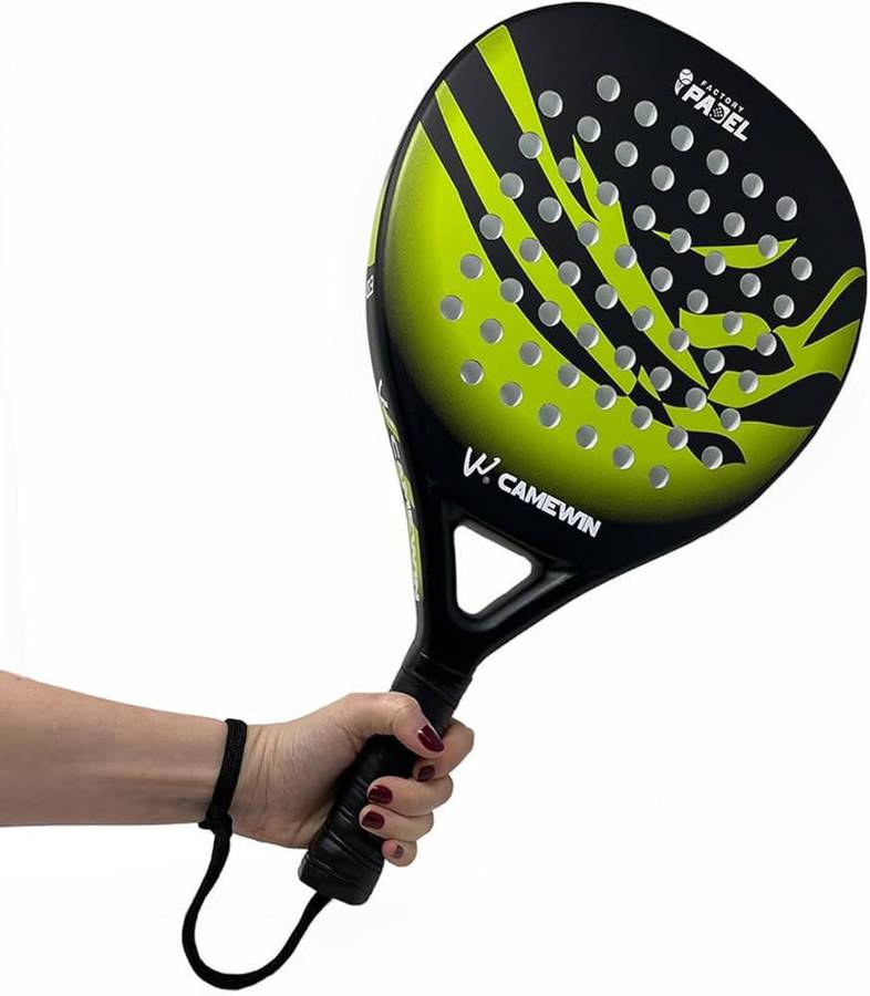 ZS - CAMEWIN Carbon Fibre Padel Racket / Bat - Marble Design & Padded Carry Bag - Green