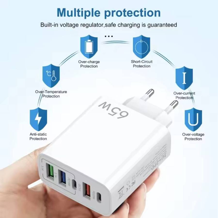 ZS - 5-Port 65W PD Fast Charging Charger - White