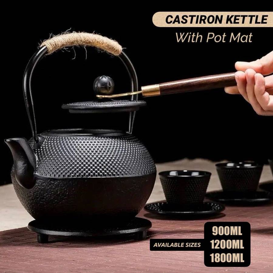 ZS - Cast Iron Kettle with Pot Mat 900ml