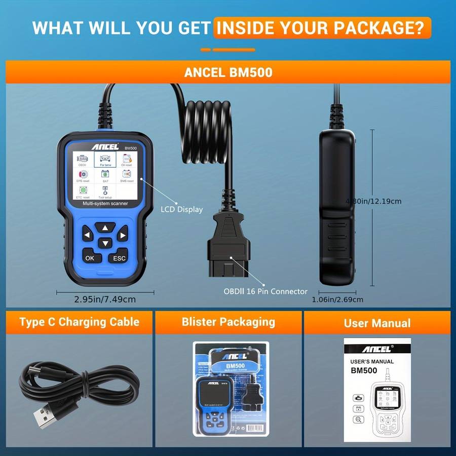 ANCEL BM500 OBD2 Scanner for BMW Mini - All System Car Diagnostic Tool