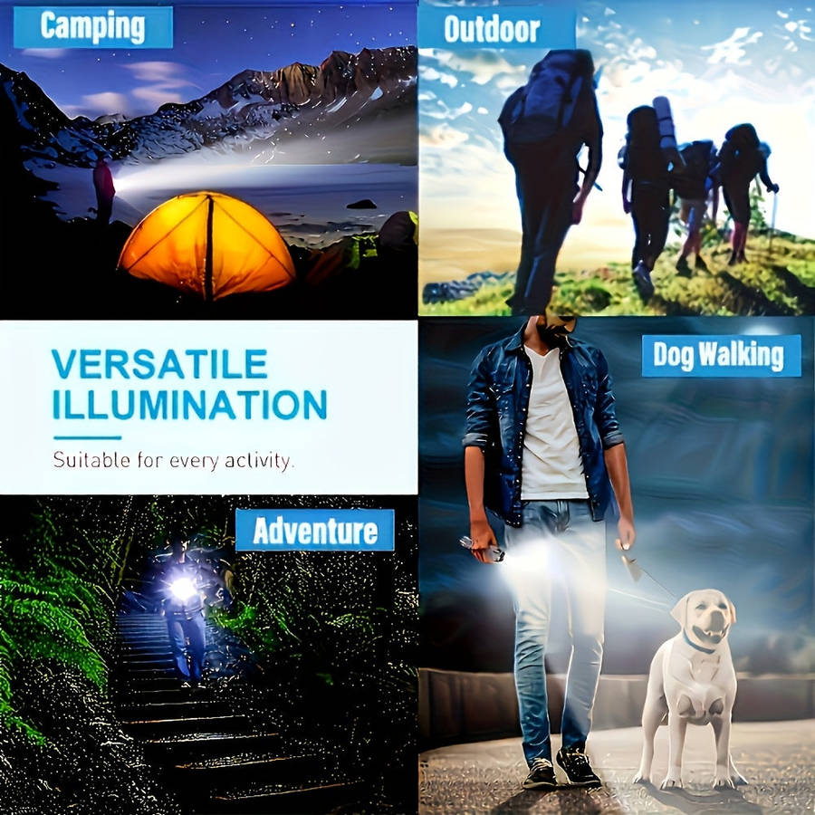 2pcs Handheld Rechargeable LED Flashlights, with Zoom, Supporting 3 Lighting Modes