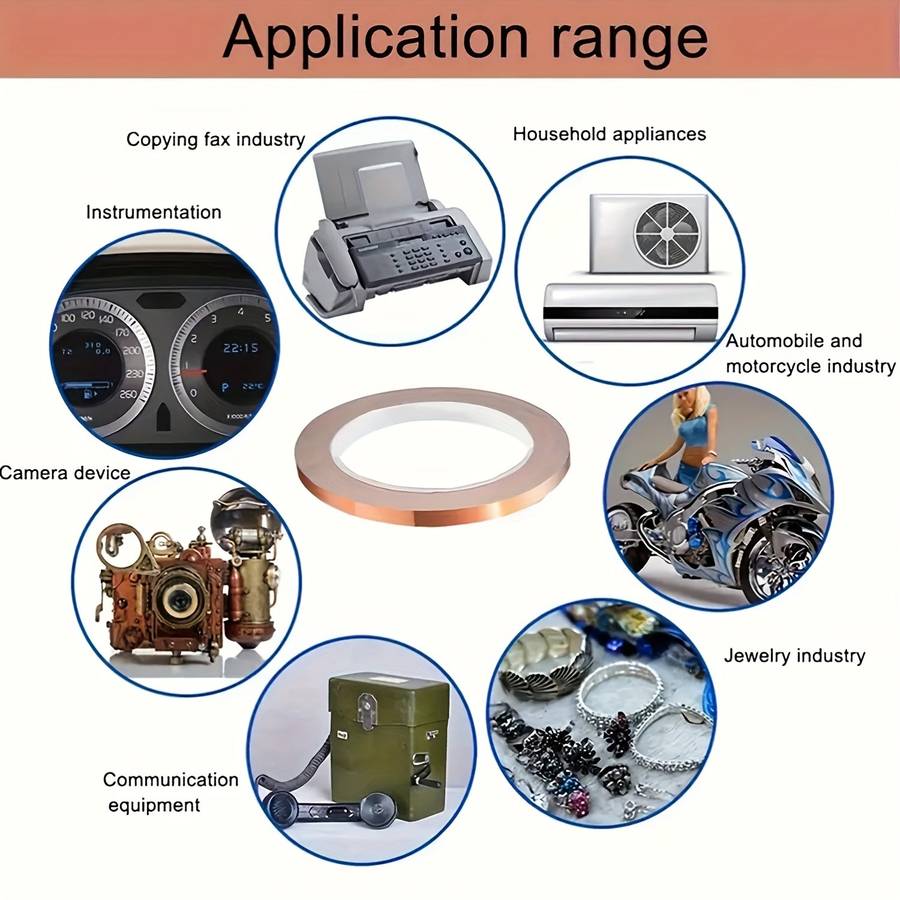 5pcs Copper Foil Tape Rolls - Heavy-Duty Single-Sided Conductive Adhesive with Ultra-Low ESR (Ext...