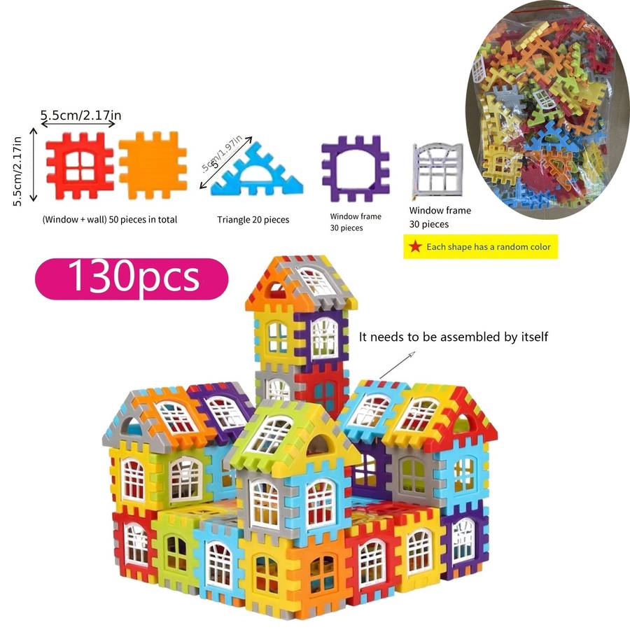 130pcs Kids Building Blocks Set - Large Particle Interlocking Bricks