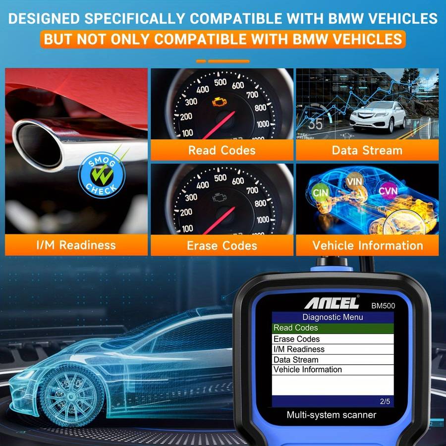 ANCEL BM500 OBD2 Scanner for BMW Mini - All System Car Diagnostic Tool
