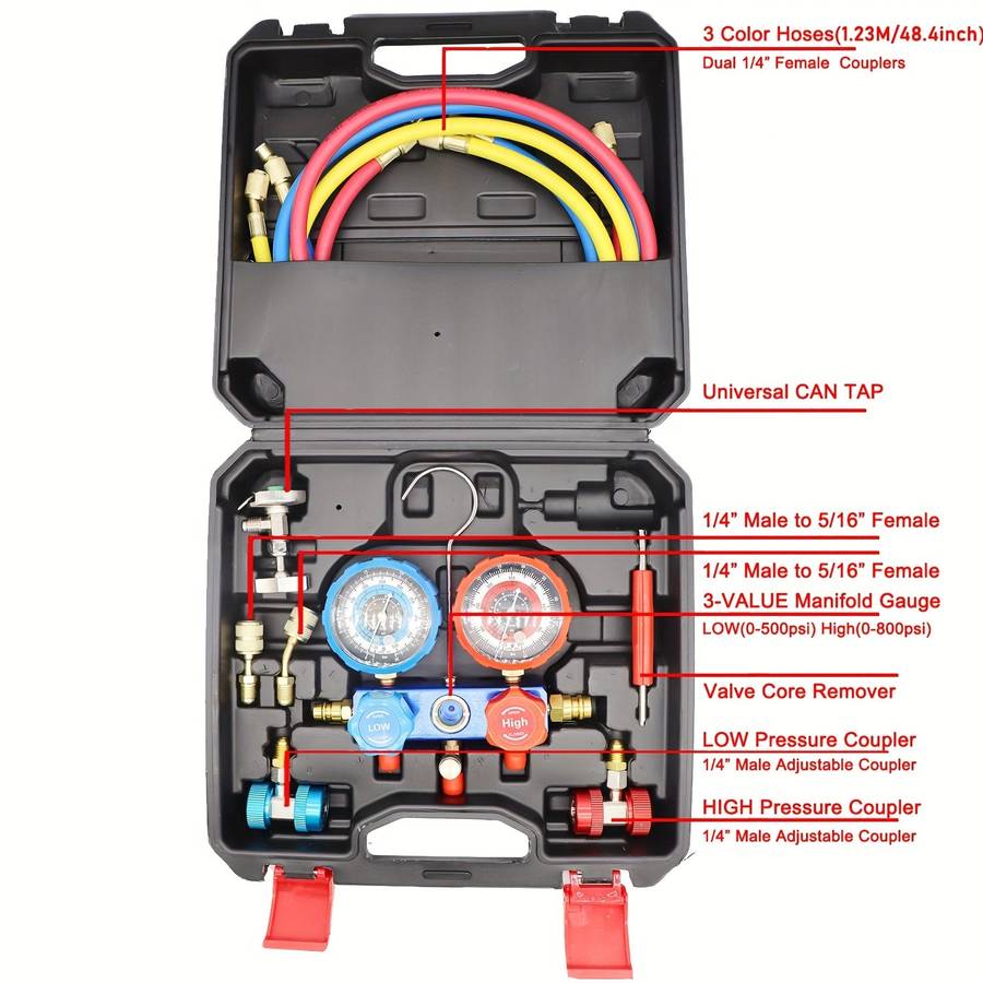 Mythtiger Air Conditioning Diagnostic Tool Kit -  Dual Gauge Valve Set for Cooling System Repair,...